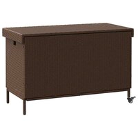 Tuinbox met wielen 110x55x73 cm poly rattan bruin 6
