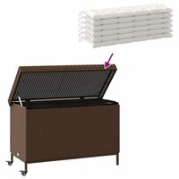 Tuinbox met wielen 110x55x73 cm poly rattan bruin 7