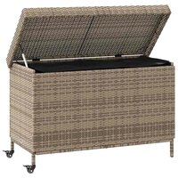 Tuinbox met wielen 110x55x73 cm poly rattan grijs 3