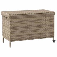 Tuinbox met wielen 110x55x73 cm poly rattan grijs 6