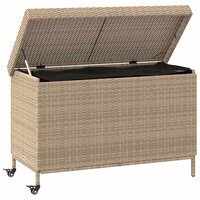 Tuinbox met wielen 110x55x73 cm poly rattan gemengd beige 3