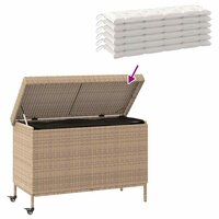 Tuinbox met wielen 110x55x73 cm poly rattan gemengd beige 7