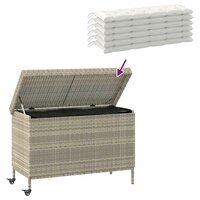 Tuinbox met wielen 110x55x73 cm poly rattan lichtgrijs 8