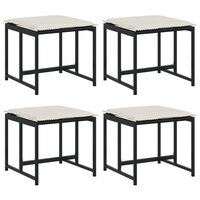 Tuinkrukken met kussens 4 st poly rattan zwart 2