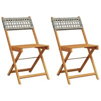 Bistrostoelen 2 st massief acaciahout en poly rattan grijs 2