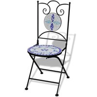 Bistrostoelen inklapbaar 2 st keramiek blauw en wit 2
