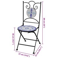 Bistrostoelen inklapbaar 2 st keramiek blauw en wit 7