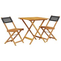 3-delige Bistroset poly rattan en massief hout zwart 2