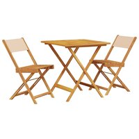 3-delige Bistroset stof en massief hout beige 2