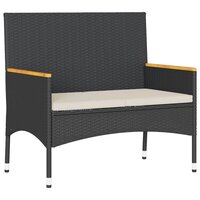 Tuinbank 2-zits met kussens en tafel poly rattan zwart 4