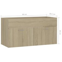 Wastafelkast 90x38,5x46 cm bewerkt hout sonoma eikenkleurig 8