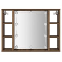 Spiegelkast met LED-verlichting 76x15x55 cm bruin eikenkleur 7