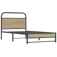 Bedframe zonder matras bewerkt hout gerookt eiken 90x190 cm 3
