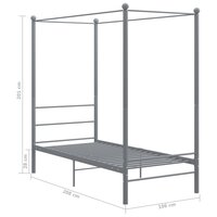 Hemelbedframe metaal grijs 90x200 cm 6