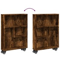 Opbergtrolley smal 48x13x68 cm bewerkt hout gerookt eikenkleur 7