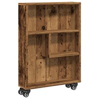 Opbergtrolley smal 48x13x68 cm bewerkt hout oud houtkleurig 2