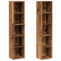Cd-kasten 2 st 21x16x93,5 bewerkt hout oud houtkleurig 2