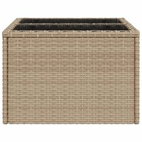 Tuintafel met glazen blad 55x55x37 cm poly rattan beige 5