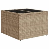 Tuintafel met glazen blad 55x55x37 cm poly rattan beige 6