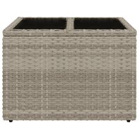 Tuintafel met glazen blad 55x55x37 cm poly rattan lichtgrijs 4