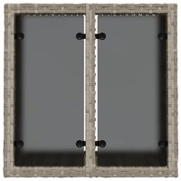 Tuintafel met glazen blad 55x55x37 cm poly rattan lichtgrijs 6
