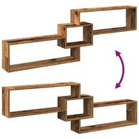 Wandkast 158x18x53 cm bewerkt hout oud houtkleurig 7