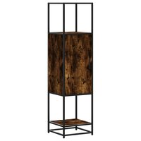 Hoge kast 35,5x35x139 cm bewerkt hout en metaal gerookt eiken 2