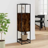 Hoge kast 35,5x35x139 cm bewerkt hout en metaal gerookt eiken 3