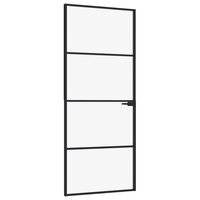 Binnendeur 83x201,5 cm gehard glas en aluminium smal zwart 2