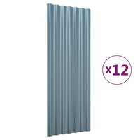 Dakpanelen 12 st 100x36 cm gepoedercoat staal grijs 2