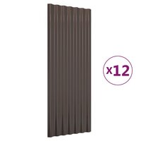 Dakpanelen 12 st 100x36 cm gepoedercoat staal bruin 2