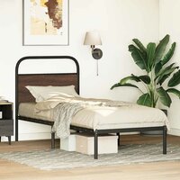 Bedframe zonder matras bewerkt hout bruin eikenkleur 75x190 cm 4