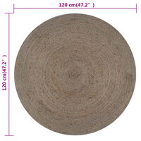 Vloerkleed handgemaakt rond 120 cm jute grijs 6