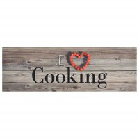 Keukenmat wasbaar cooking-print 60x180 cm fluweel grijs 2