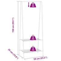 Kledingrek 59x35x150 cm wit 5