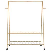 Kledingrek met schappen en wielen 132x45,5x155,5 cm bamboe 4