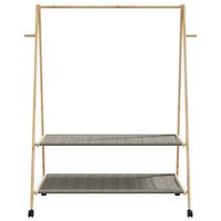 Kledingrek met schappen en wielen 132x45,5x155,5 cm bamboe 4
