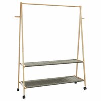 Kledingrek met schappen en wielen 132x45,5x155,5 cm bamboe 6