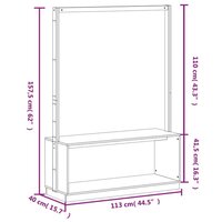 Kledingrek schoenenkast 113x40x157,5 cm massief grenenhout wit 9