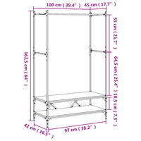 Kledingrek met schappen bewerkt hout zwart 9