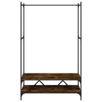 Kledingrek met schappen bewerkt hout gerookt eikenkleurig 4