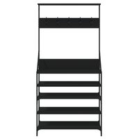 Kledingrek met schoenenrek 90x34x184 cm zwart 4