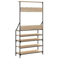 Kledingrek met schoenenrek 90x34x184 cm sonoma eikenkleurig 6