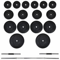 Trainingsbank met gewichtenrek en halterset 60,5 kg 9