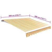 Luifeldoek 6x3 m canvas zonnebloemgeel en wit 5