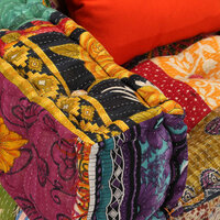 Poef tweezits modulair stof patchwork 6