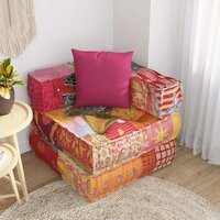Poef modulair met kussen patchwork stof 3