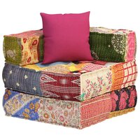 Poef modulair met kussen patchwork stof 4