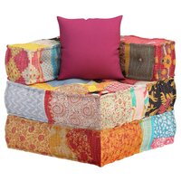 Poef modulair met kussen patchwork stof 6