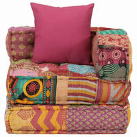 Poef modulair met kussen patchwork stof 7